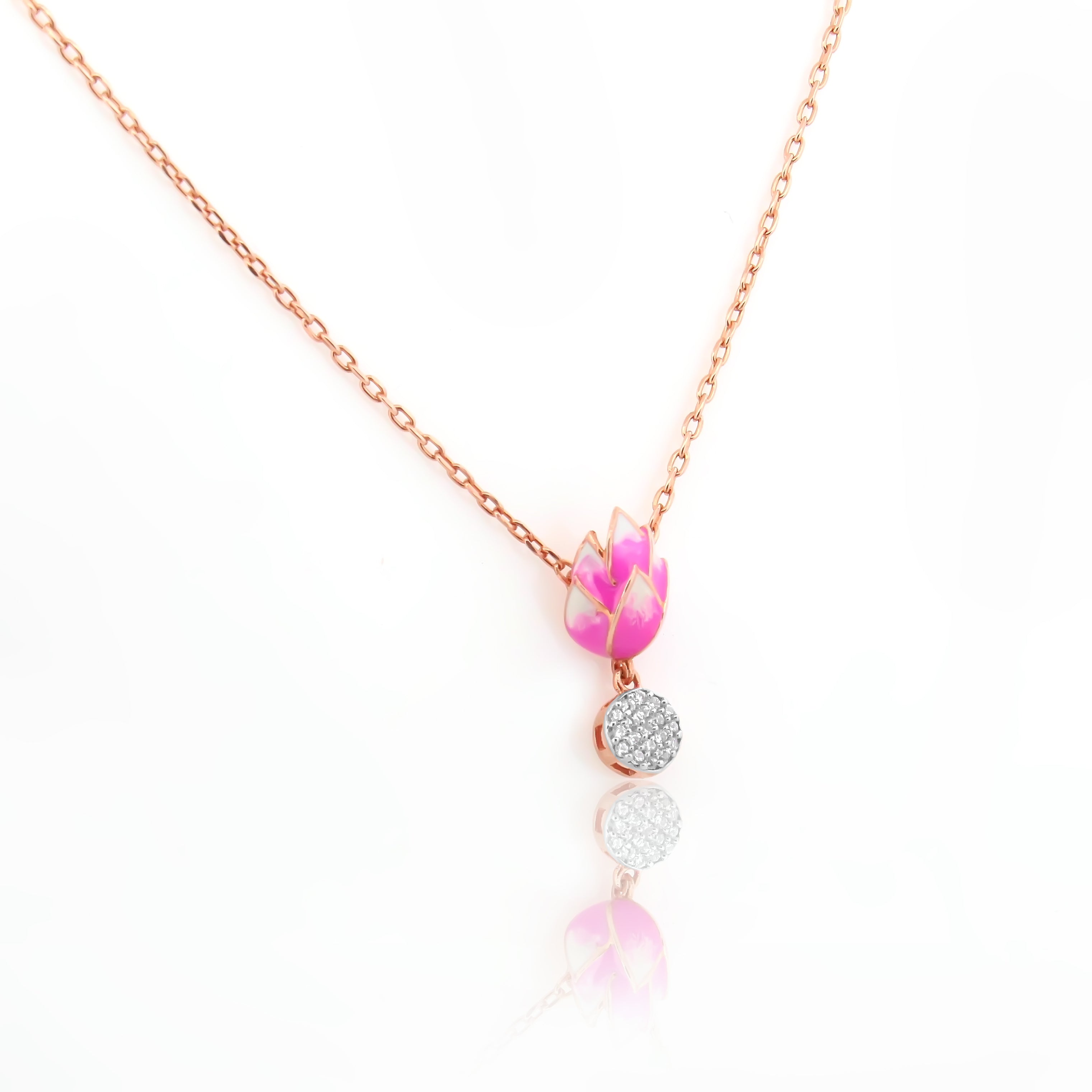 925 Sterling Silver Rose Gold CZ Stone Pendant For Women By Kesardeep